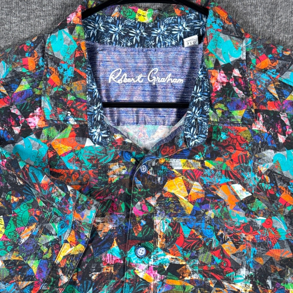 Robert Graham Shirt Mens 3XL Multicolor Abstract Geometric Mosaic Fair Meadow